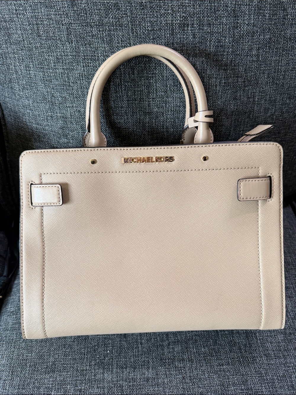 Michael Kors Cream Saffiano Leather Satchel Handbag